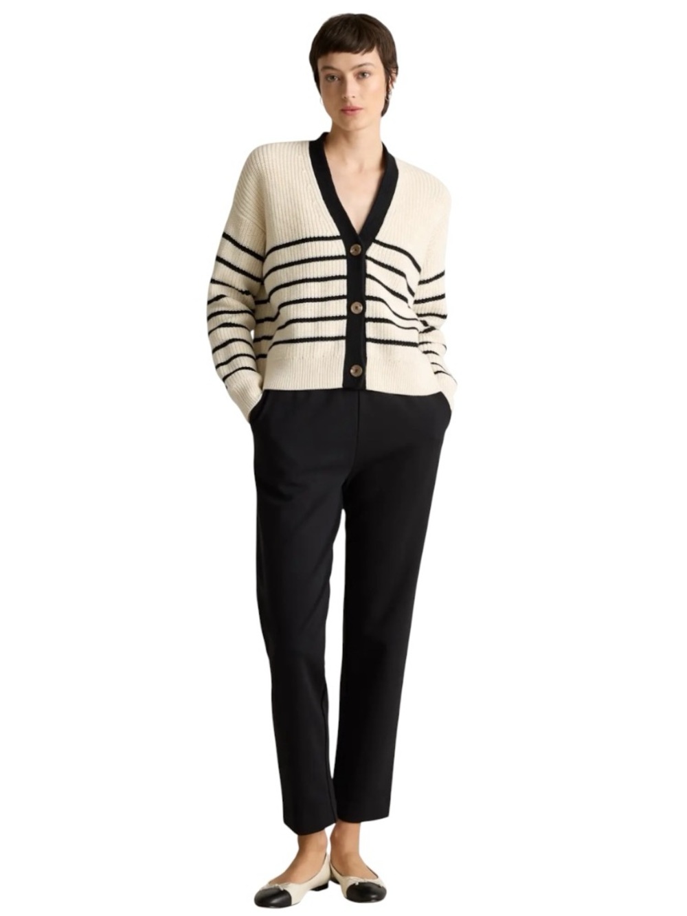 Quince Organic Cotton Double Knit Straight Pants Black size XL